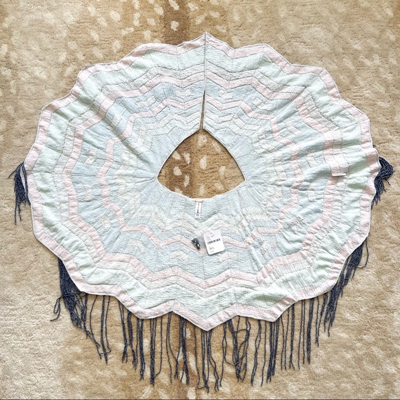 Free People Pastel Sequin, Beaded Fringe Boho/ Flapper Style Cape O/S One Size - Picture 5 of 15